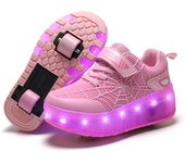 Boys Girls Roller Shoes LED Light Up USB Charging Children Roller Skate Casual Skateboarding Shoes Sports Shoes Kids Sneakers