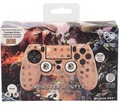 FUNDA RÍGIDA MANDO PS4 -  Incluye pegatinas de MONSTER HUNTER WORLD - Funda Playstation 4 - Color Rosa - FR-TEC