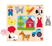 Puzzle encajable siluetas Granja de madera Goula 12 piezas 31x30x1.5 cm (Diset 53025)