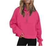 Womens Sweatshirts Half Zip Cropped Pullover Fleece Quarter Zipper Hoodies Fall Outfits Clothes Long Sleeve Teen Girl Clothes