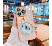 Fashion Luxury 3d Birds Peach Blossom Rhinestone Mirror Girl Phone Cover Case for Iphone 15 14 13 12 11Pro Max Soft   Back Cover