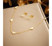 DIEYURO 316L Stainless Steel Tree of Life Turquoise Golden Necklace Earrings For Womens 2024 New Party Gift Fashion Jewelry Set