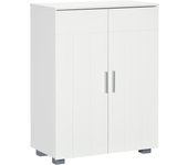 Armario de Baño con 2 Puertas y 2 Estantes Ajustables de 7 Niveles Mueble Auxiliar de Almacenaje para Salón Cocina Antivuelco 60x30x80 cm Blanco