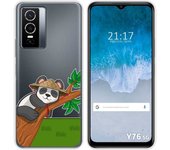 Funda Silicona Transparente para Vivo Y76 5G diseño Panda Dibujos