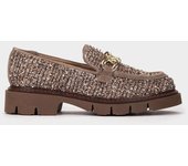 Pedro Miralles Mocasines de tejido estampado modelo SEOUL en tonos Marrones. Hecho a mano en España.