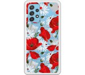 Funda compatible con Samsung Galaxy A72 - Patron flores blancas y rojas