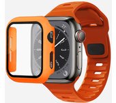 Glass+Case+Strap For Apple Watch Band 44mm 40mm 45mm 41mm 38mm 42mm Smartwatch Silicone Sport Bracelet iWatch 3 4 5 6 SE 7 8