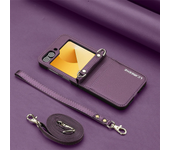 Crossbody Wallet Case For Samsung Galaxy Z Flip 6 5 4 3 Flip6 Flip5 Flip4 Flip3 5G Card Holder Hand Strap Lanyard Leather Cover