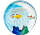 CAPRILO REGALOS & DECORACIÓN Figura Decorativa de Vidrio "Pisapapeles Brillante Peces con Medusas" Adornos y Esculturas. Regalos Originales. Decoración Hogar. 10,50 x 4,50 x 10,50 cm