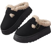 Zapatillas de mujer con suela de goma gruesa y forro polar, botas de nieve sin cordones, suaves y cómodas, para interior y exterior, antideslizantes