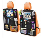 Organizador de Coche para Niños 2 Piezas, Protección de Asiento de Coche para Niños con 20 Bolsillos, Almacenamiento de Coche con Bolsa Transparente, Organizador de Coche para Botellas Juguetes