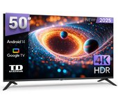 Smart TV 50 pulgadas 4K Hey Google Official Assistant con control por voz. Televisor Android 14 - TD Systems K50DLC21GLE