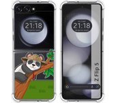 Funda Silicona Transparente para Samsung Galaxy Z Flip 5 5G diseño Panda Dibujos