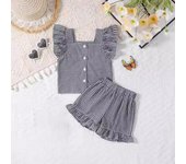 Boys Checker Set Kids Girls Cute Sleeveless Vest Shirt Shorts Two-piece Set Children Kids Loose Summer Clothing