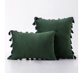 Black Cute Throw Pillow Covers with Handmade Tassels 30x50cm 45x45cm 50x50cm Velvet Solid Cushion Case for Couch Sofa Bedroom