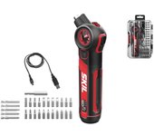 Skil - 2714 GA - Atornillador a batería con 1 batería, Li-Ion, 4V, 0.8 ah, 5 nm, Velocidad ajustable, caja de plastico, Accesorios