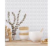 Papel pintado vinílico lavable ligeramente metalizado con textura en relieve - Claxton Tiles 680966 de GAULAN - Rollo de 10 m x 1,06 m
