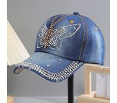 A Women’s Sparkle Bling Rhinestone Bejeweled Cotton Denim Baseball Cap