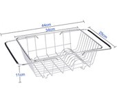 Escurridor de Platos Extensible de Acero Inoxidable para Cocina Hogar,Escurreplatos para Fregadero,Cestas de Secado de Platos Adecuado para Escurrir Platos, Verduras y Frutas en el Fregadero