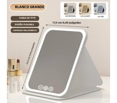 LED Dimmable Makeup Mirror 3 Colors Light Modes Adjust Brightness USB Charing Fold Mirror Tabletop Vanity Mirror for Travel Home