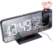 Despertador Digital LED, proyección de Radio con temperatura, humedad, reloj de espejo, pantalla de hora de cabecera multifuncional, Mesa de Color