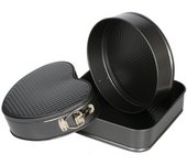 Start Electric | Juego de 3 Moldes para Horno Desmontables de Acero al Carbono Antiadherentes - Color Gris Ideal para Repostería y Pasteles - Formas Cuadradas, Redondas y de Corazón | Marca Gerimport