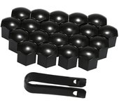 20 Pcs Universal 21mm Wheel Nut Covers Plating Lug Nut Caps Screws Protector Black
