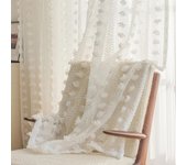 White Voile Sheer Curtains for Living Room Pompom Window Drapes Rod Pocket Party Wedding Decor Valance Door Curtains Net Panels