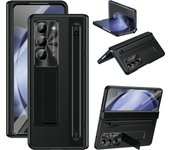 PU Leather Glass Film Pen Slot with Pen Phone Case for Samsung Galaxy Z Fold 6 5 4 3 Fold6 Fold5 Hinge Protection Cover