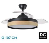 FABRILAMP Ventilador DC Iglu 72W Negro/Haya 3 Aspas Desplegables - Potente y Eficiente