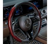 2PCS Laser Carbon Fiber Silicone Car Steering Wheel Cover 1K Micro Fiber Leather PVC Wheel Booster Cover Non-Slip Universal