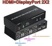 Dual Monitor KVM Switch 2X2 4K 60Hz USB HDMI 2X2 Switch KVM or USB HDMI DisplayPort 2X2 KVM for Dual displays&Monitors