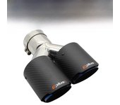 EPLUS Car Carbon Fiber Matte Muffler Tip Y Shape Double Exit Exhaust Pipe Mufflers Nozzle Decoration Universal Stainless Blue