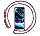 Tumundosmartphone Funda Colgante Transparente para Realme 7 Pro con Cordon Rosa / Dorado