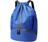 Mochila deportiva con cordón - Bolsa de gimnasio con cordón para natación con compartimento para zapatos y bolsillo impermeable para mujeres y hombres