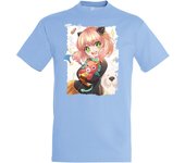 MERCHANDMANIA CAMISETA AZUL CIELO ania spy family serie anime kawaii cute linda moda verano tshirt yor loid forger