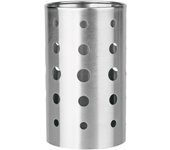 Tradineur - Escurrecubiertos cilíndrico de acero inoxidable, multiusos, escurrir, almacenar utensilios, cocina, apto para lavavajillas (Gris, 17 x 10 cm)