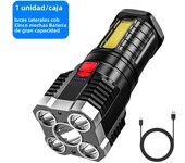 5LED High Power Led Flashlights Rechargeable Camping Spotlight with Side Light 3 Lighting Modes for Camping Adventure Outdoor