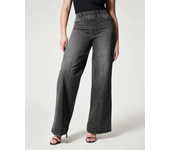 Stretch Elasticated Waist Wide Leg Jeans Women Fashion Chic Flared Trousers Loose Female Comfortable Commuter Casual Denim Pants