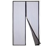 Mosquitera Puerta Magnetica 80 x 210 cm, Varios Tallas, Cortina Mosquitera Puerta Exterior, Cierre automático, No Requiere Herramientas, Fácil de Instalar, Rayas Blancas
