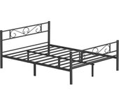 VASAGLE Marco de Cama, Estructura de Cama de Metal, para Colchón de 90 x 190 cm/140 x 190 cm/160 x 200 cm, Cama de Invitados, Montaje Sencillo, para Habitaciones Pequeñas, Negro/Blanco