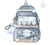 Mochila Kawaii con llavero, bolsa deportiva informal con impresión 3D de 17 pulgadas, para exteriores, para jóvenes, de alta capacidad.