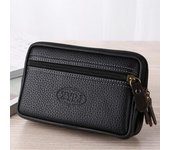 Multifunctional Leather Waist Packs Solid Color Men Business Style Belt Bag Horizontal And Vertical Section Wallet Case Purse