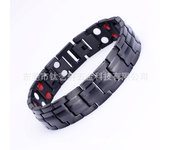 Pulsera de Maple inoxidable para hombre, joyería de Maple de Titanium, pulsera de Energía con imán de germanio, joyería popular Negra 246