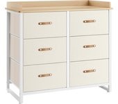SONGMICS Cómoda para Dormitorio Infantil, Cajonera con 6 Cajones para Habitación infantil, Gabinete Resistente al agua, Armario para Entrada, Salón, Gris/Beige