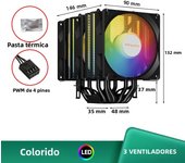 CPU Air Cooler 6 Heat Pipes 4Pin PC Procesor Tower AM4 CPU Fan for Intel LGA 1700 1200 1150 1151 1155 2011 X99 X79 1366 AM3 AM5