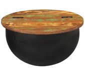 vidaXL Mesa de centro de madera maciza reciclada 50x27 cm Blanco, Negro, Mesita de Salón o Comedor o Auxiliar Mesa de Café Meuble Salón