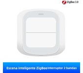 GIRIER Tuya ZigBee/WiFi Scene Switch Wireless Push Button Panel for Smart Home Automation Control Powered by Battery 2 Gang