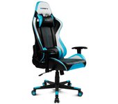 DRIFT Gaming DR175BLUE- Silla Gaming Profesional, polipiel, reposabrazos ajustables 2D, piston clase 4, giratoria, mecanismo de mariposa, cojin lumbar y cervical, negro/blanco/azul