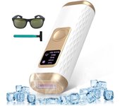 Depiladora de Luz Pulsada , con Función de Enfriamiento, 999,900 Flashes 5 Niveles de Energía y 2 Funciones, Para Mujeres y Hombres, Cuerpo y Cara Bikini Piernas Axilas